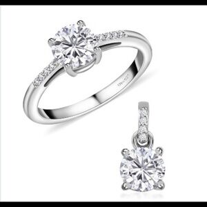 100 Facet Moissanite 1.65 ctw Ring (Size 7) and Pendant